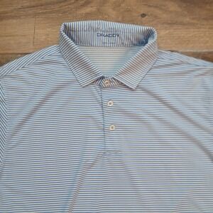 B Draddy Sport Polo Mens Large Blue Golf Performance Stretch Flex Hybrid Casual‎